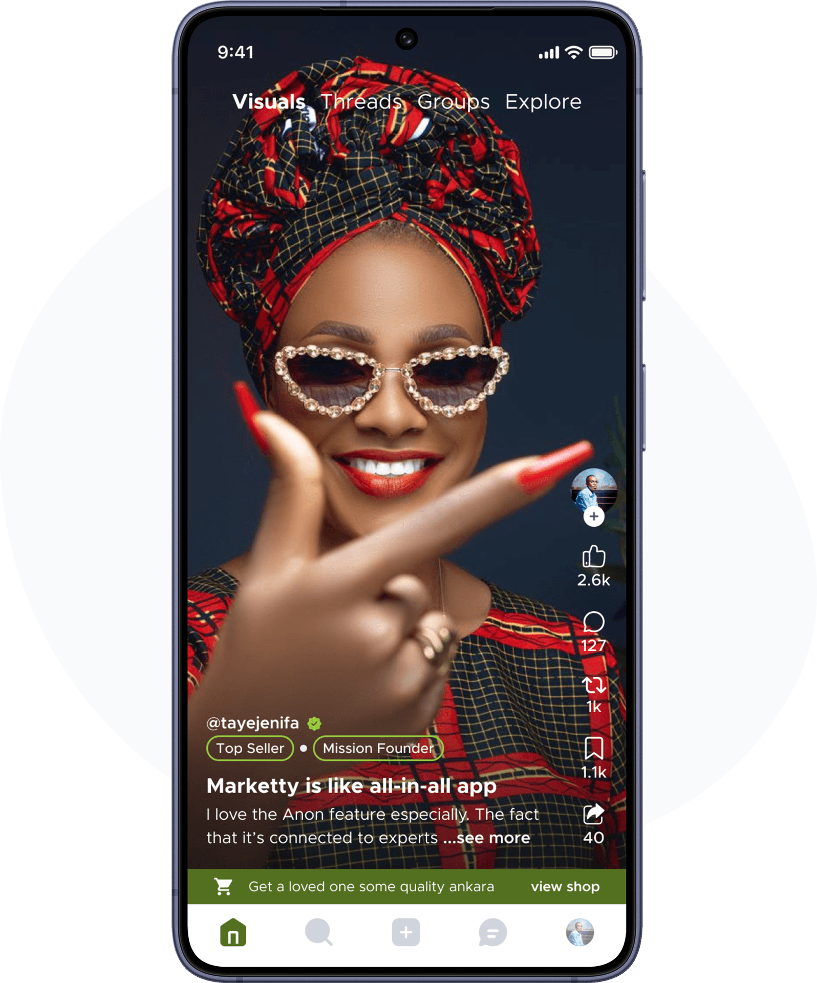 Marketty creator livestream on phone